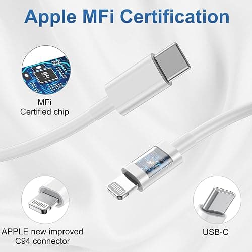 iPhone Charger Apple Charger,[Apple MFi Certified]2 Pack Apple Type C Wall Charger Block with 2 Pack [6FT&10FT] Long USB C to Lightning Cable for iPhone 14/13/12/12 Pro Max/11/Xs Max/XR/X,AirPods Pro thumbnail 5