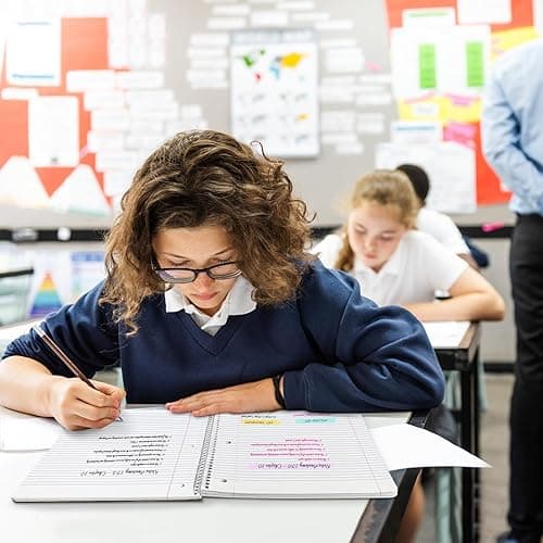 SUNEE Spiral Notebook, 1-Subject, College Ruled Paper, 8" x 10-1/2", 100 Sheets per Notebook, 3-Hole Punched Paper, Water Resistant Cover, Double-sided Pockets, Spiral Lined Notebooks for Work, Pink thumbnail 3