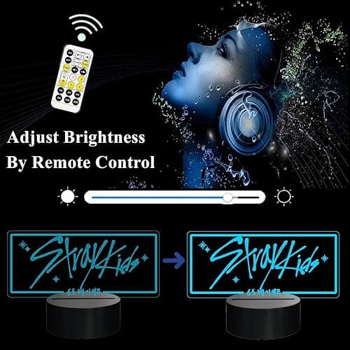 Music Merch, 3D Night Light - 16 Colors Adjustable Night Light with Remote, Dim, Fans Gifts for Christmas Birthday Boys Girls - Red R1 thumbnail 4