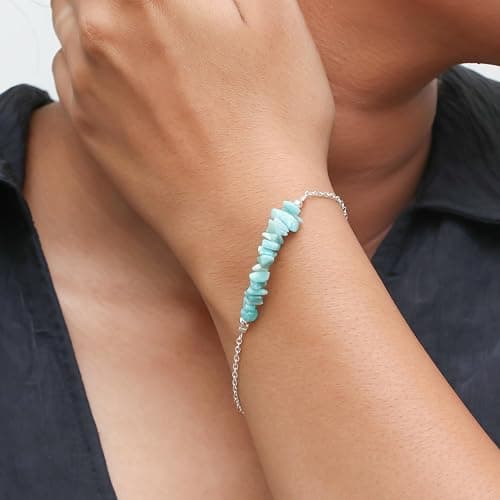 Gempires Natural Chips Bar Bracelet, Energy Healing Crystals, Birthday, Gift for Her, Gemstone Jewelry 8 inch AA+ Quality thumbnail 6