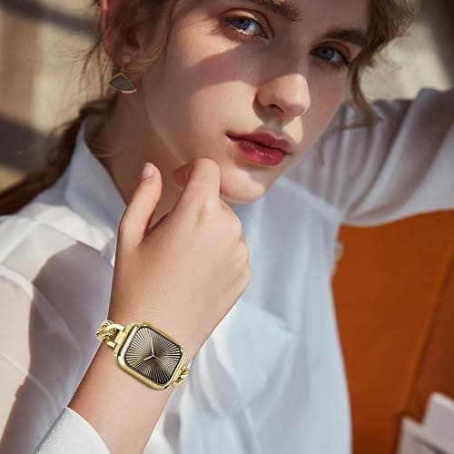JR.DM 40mm Soft Flexible TPU Case Compatible for Apple Watch Series 6/5/4/SE Touchable Screen Lightweight Anti-Scratch All-Around Protector Thin Guard Shockproof Cover Shiny Bumper for iWatch, Gold thumbnail 8