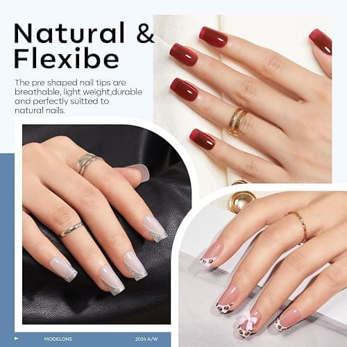 modelones X Nail Gel Kit, 9-in-One Glue Prep Dehydrator & Portable Led Lamp | 15Sizes Gel Nail Tips Short Square 510Pcs Pre-shaped Square Press On Extension Kit DIY Salon Home Gift for Women thumbnail 3