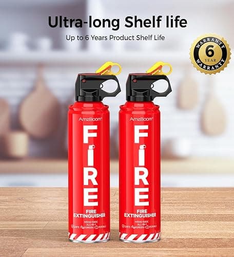 AmzBoom 2-Pack Fire Extinguisher for Home, Kitchen, Car, and Grill with Mounting Bracket– Extinguishing Spray, Compact A, B, C, K – Eco-Friendly, Prevents Reignition. thumbnail 5