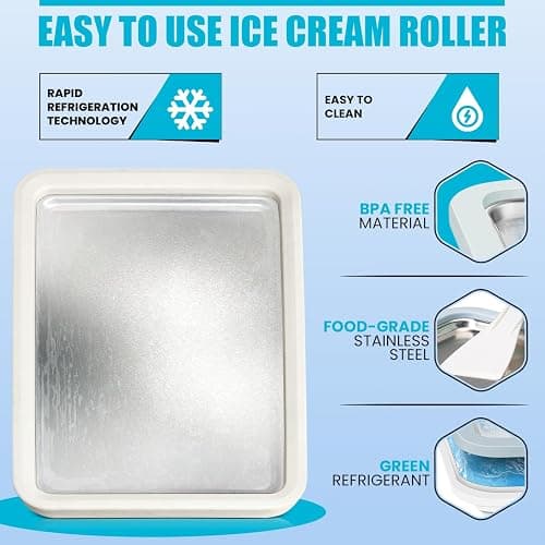 Extra Large Rolled Ice Cream Maker (14"x10") - Make Instant IceCream w/the Family - Manual Roll Your Own IceCream - Roll Ice Cream Tray thumbnail 6