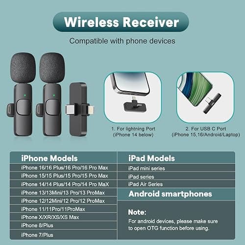 MAYBESTA Wireless Mini Microphone for iPhone, Android Phone - Bluetooth Lavalier Lapel Mic for Audio Video Recording - Clip on Content Creator Microphones for YouTube Tiktok Podcast Vlogging thumbnail 2