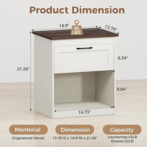 FUNKOCO Farmhouse Bedroom Set, Full Wood Bed Frame & Nightstands Set of 2 | 3-Piece Bed Frame with Cat & Dog Bed, Storage Headboard and 2 Drawers, LED Lights & Charging Station, No Box Spring Needed thumbnail 7