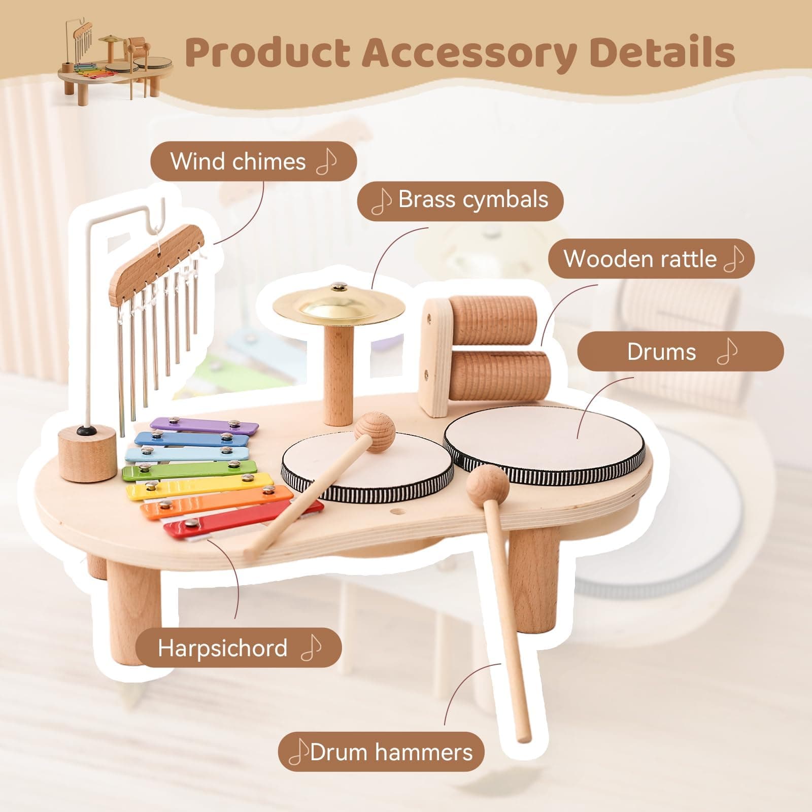 IEATFO Kids Drum Set for Kids Musical Instruments 7 in 1 Baby Musical Toy Montessori Xylophone Drum Kit Toys for Boys Girls Months Birthday Gifts thumbnail 6
