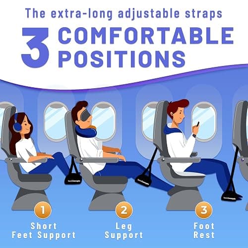 Airplane Foot Hammock (Memory Foam), Perfect Airplane Footrest to Relax Your Feet | Foot Hammock for Airplane Travel Accessories, Desk Foot Hammock, Travel Foot Rest, Comfy Foot Hanger Airplane - 1 pack thumbnail 2