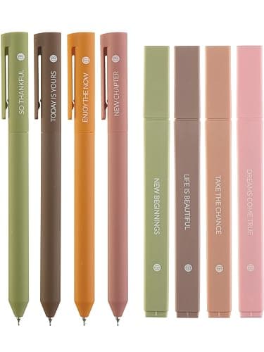 DIVERSEBEE Aesthetic Highlighters and Gel Pens, Earthy Bible Highlighters No Bleed, 8 Pack Assorted Colors Cute Journaling Pens, Bible Study Supplies (Dreams) - Image 1