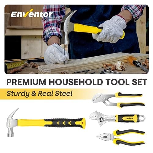 Enventor Tool Kit Set, 108PCS General Household Hand Tool Kit with Storage Toolbox, Small Tool Kits for Home thumbnail 4