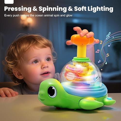 Baby Toys 6-12 Months, Musical Crawling Press to Spin & Glow Turtle Toy for 1 Year Old, Cause and Effect Early Learning for Infant Tummy Time, Christmas 1st Birthday Gifts Boy Girl 7 8 9 10 11 Month thumbnail 5