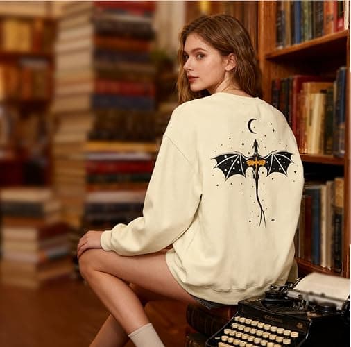 BEBNKGK Book Sweatshirt for Women Reading Book Lovers Sweatshirts | Book Sweatshirt Womens Funny Bookish Shirts Casual 2 Sided Graphic Pullover Tops thumbnail 5