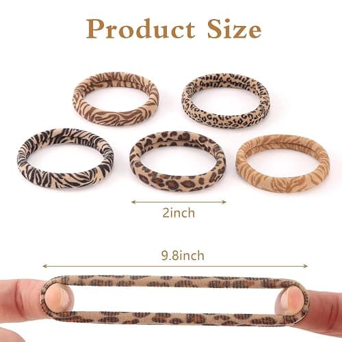 Bessrung 100PCS Seamless Elastic Hair Ties for Women Girls, No Damage Ponytail Holders for Thin Thick Hair, Leopard Animal Print Hair Bands for Women's Hair, Hair Accessories for Girls Christmas Gift thumbnail 3