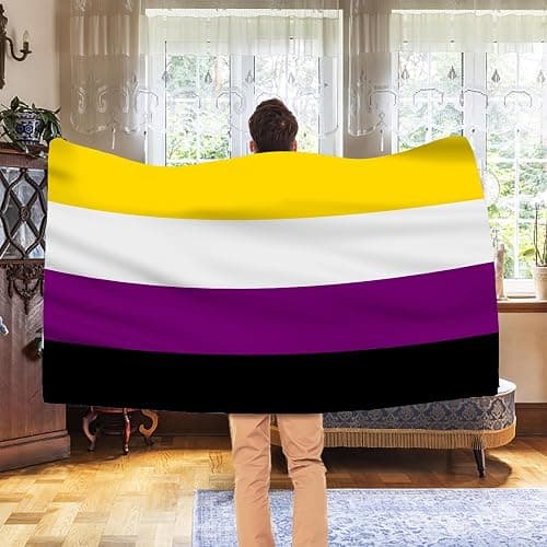 AhfuLife Non Binary Flag - 3x5 Ft Rainbow Pride Flag for Outside - Double Side with Brass Eyelets for Non Binary Party Decor, LGBT Pride Day Party Wedding Decorations thumbnail 6