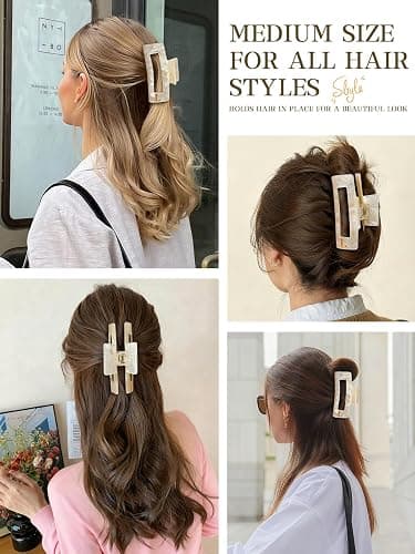 ACECHA Initial Hair Claw Clip for Women Trendy - Cute Personalized Initial Hair Clips, Fashion and Durable HairClips for Birthday, Christmas Gift (Gold-L) thumbnail 5