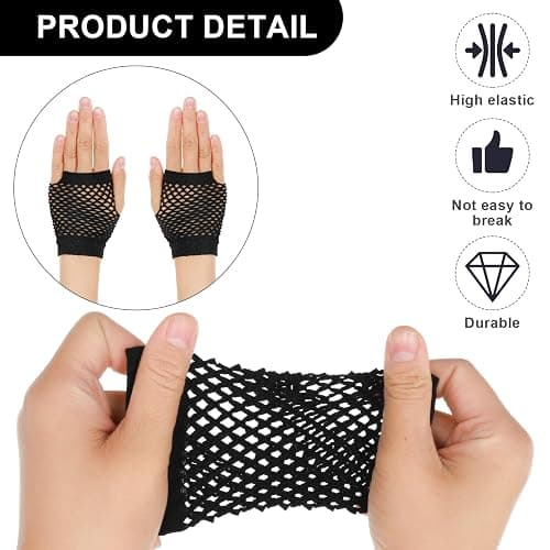 DIVINA VITAE 2 Pairs Fishnet Gloves Fingerless 80s Short Fishnet Gloves Women Fish Net Glove Emo Goth 80s Scene Accessories thumbnail 3