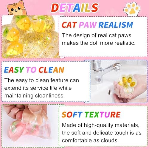 3 Pcs Cat Paw Squishy, Taba Squishy Paw kit for Stress Relief, Fruits Taba Cat Paw Squishys, Fufu Squishys, Squeeze Toys, Soft Fidget Toys Adorable for Kids & Adults Party Gifts thumbnail 7