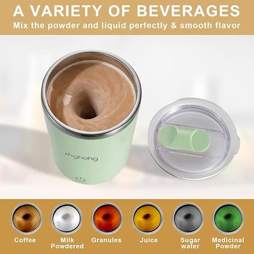 HGHOHG Self Stirring Coffee Mug, 2025 New Automatic Magnetic Stirring Cup, 12Oz, Rechargeable Electric Mixing Cup for Coffee, Milk, Tea,Portable For Travel, Office,School, Gym And Gift (Green) thumbnail 7