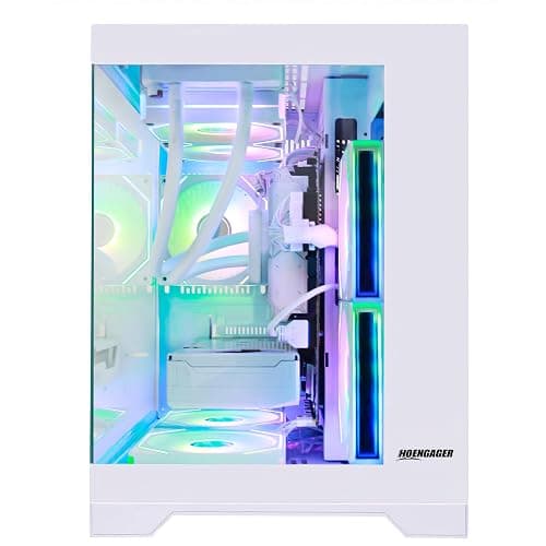 HOENGAGER Panorama Gaming PC Desktop AMD Ryzen 5 9600X 6-Core 3.9GHz, RTX 5060 8GB, 32GB DDR5 RAM 6000MHz,1TB PCIe SSD, WiFi&BT Prebuilt PC 650W PSU,Liquid Cooler,Windows 11, Desktop thumbnail 5