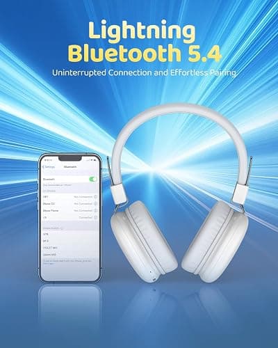 awatrue Kids Headphones Wireless, 50H Playtime, Safe Volume 85/94dBA, Foldable & Stereo Sound, Bluetooth 5.4 Over Ear Kids Bluetooth Headphones for Girls/Boys/Teens/School, White thumbnail 6