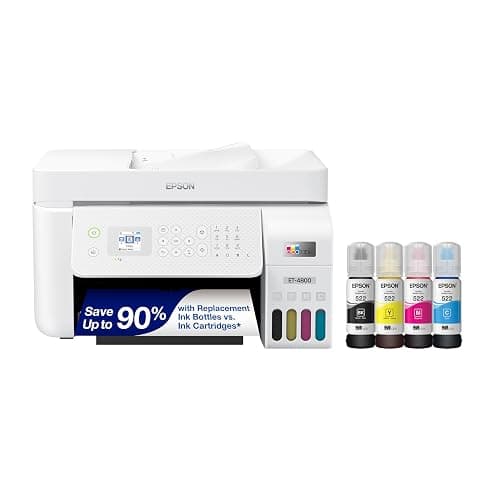 Epson EcoTank ET-4800 Wireless All-in-One Cartridge-Free Supertank Printer with Scanner, Copier, Fax, ADF and Ethernet β Ideal-for Your Home Office, White - Image 1
