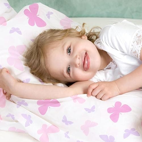 Mixweer 4 Pack Butterfly Baby Crib Sheet Set for Girls Standard Size Crib Toddler Mattresses Soft Breathable Sheets for Baby Gifts Home Nursery Toddler, Pink Purple thumbnail 6