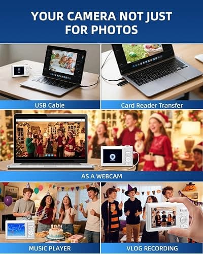 ARNSSIEN Digital Camera with Dual Screen,Autofocus 4K 48MP Vlogging Cameras for Photography with 32GB Card,Point and Shoot Digital Cameras,16X Zoom,Anti-Shake,Present for Kid Teen Beginner,Y5 thumbnail 4