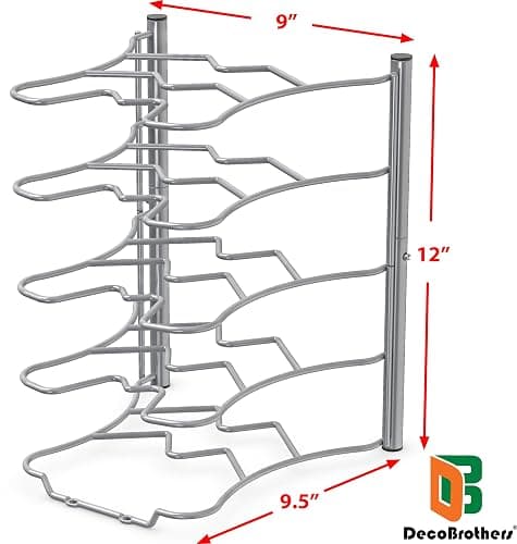 Deco Brothers Pan Organizer Rack for Kitchen Cabinet and Counter, Silver thumbnail 3