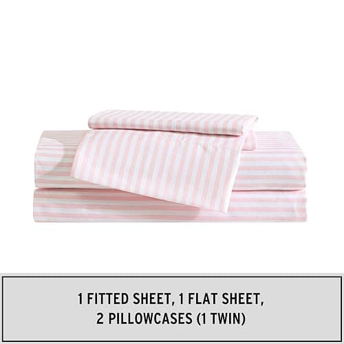 Eddie Bauer Kids - Twin XL Sheets, Stain-Resistant Toddler Bedding with Matching Sham(s), Super Soft, Ideal Girl Room Essentials (Little Stripe Pink, Twin XL) thumbnail 4