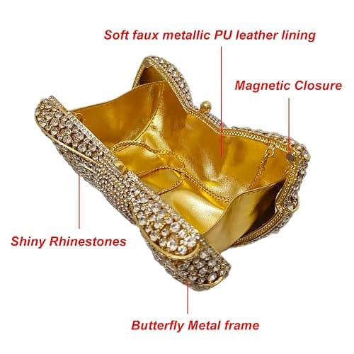HUANG ZHUANG Bowknot Luxury Crystal Clutch Women Glitter Rhinestone Evening Bag for Party Wedding thumbnail 2