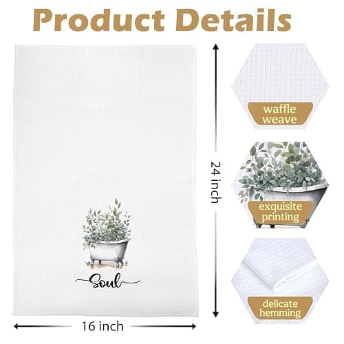 ERYBHKRTYH Sage Green Eucalyptus Bathroom Hand Towels Set, Eucalyptus Bathroom Decor, Soak Relax Breath Unwind Botanical Decorative Waffle Hand Towels, 16x24 Inches Set of 4 thumbnail 3
