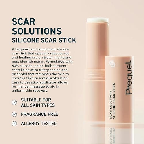 Prequel Skin Scar Solutions 60% Silicone Scar Stick. Thick Solid Velvety Film for Scars. Formula Infused with Centella Asiatica Extracts and Vitamin E. Soothing and Occlusive thumbnail 3