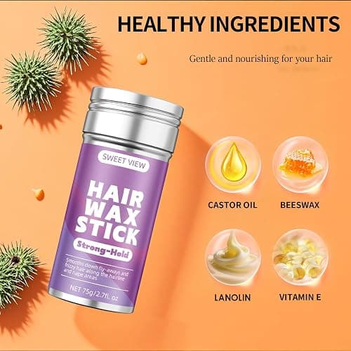 SWEET VIEW Hair Wax Stick, Flexible Hold Fly Away Hair Tamer, Slick Back Hair Cream/Gel for Sleek Ponytail, Smooth Flyaways & Frizz, Non-Greasy Hair Styling Accessory Pomade/Balm for Toddler, Kid thumbnail 4