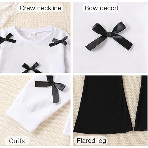 Voxikidio Girls 2 Piece Outfits Long Sleeve Butterfly Sweatshirt & Flared Pants Fall Clothing Set Size 7-12 Years thumbnail 5