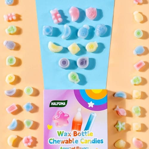 Halfoma Wax Bottle Chewable Candy, with Various Fruit-flavored Syrups in the Middle, Boxed, 58g, 32 Candies thumbnail 3