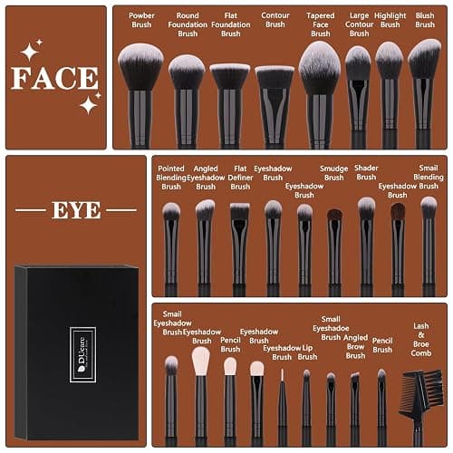 DUcare Professional Makeup Brushes Set 27Pcs Makeup Brush Set Premium Synthetic Kabuki Foundation Blending Face Powder Blush Concealers Eye Shadows Brushes thumbnail 3