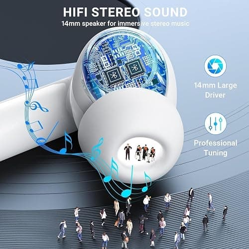Wireless Earbuds Bluetooth 5.0 Headphones Noise Cancelling Air Buds Pods 3D Stereo Ear pods in-Ear Ear Buds with Deep Bass Earphones Sport Headsets for Android/Samsung/Apple iPhone thumbnail 4