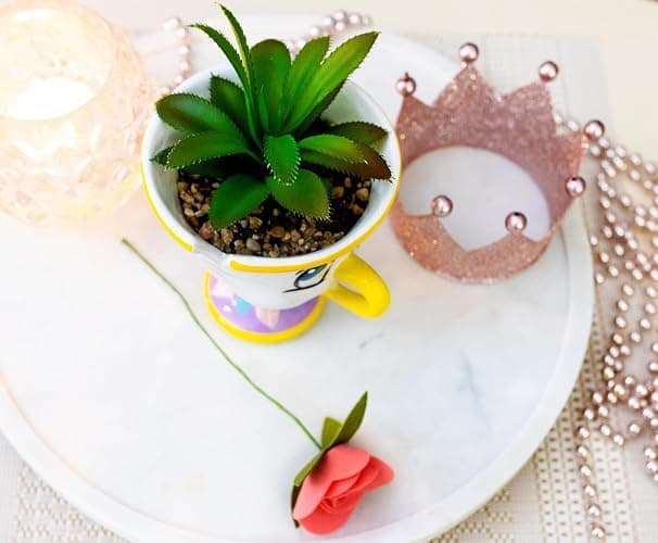Silver Buffalo Disney Beauty and The Beast Chip 3-Inch Ceramic Mini Planter with Artificial Succulent | Small Flower Pot, Faux Indoor Plants for Desk Shelf, Home Decor Trinket Tray and Collectibles thumbnail 5