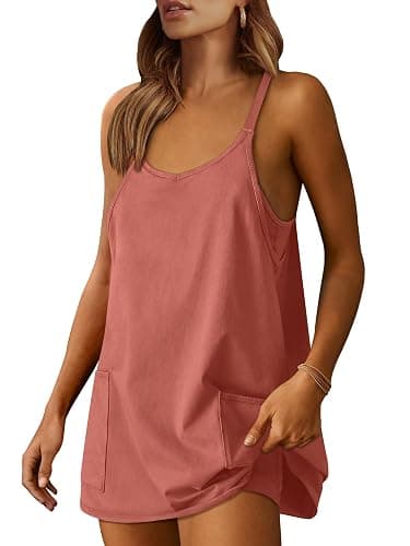 ANRABESS Women Athletic Dress Summer Tennis Workout Active Sports Mini Romper Dress Built in Shorts Travel Vacation Clothes - Image 1