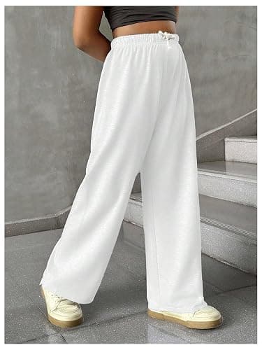 RoseSeek Girl's Sweatpants Drawstring Waist Wide Leg Pants Casual Athletic Trousers thumbnail 4