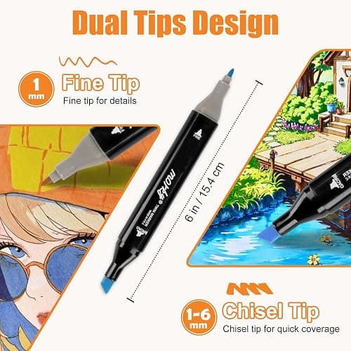 AEDAGA 168+2 Colours Alcohol Markers with Free App for Colouring, Alcohol Pens for Anime,Manga,Drawing,Sketching and Calligraphy, Art Supplies for Adults thumbnail 2