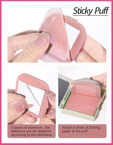Okerker Rose Oil Blotting Paper - 200 Sheets w/Mirror, Puff & Refills, Absorbs Excess Face Oil, Controls Shine, Saves Makeup, The On-the-Go Essential for a Flawless, Matte Finish All Day thumbnail 4