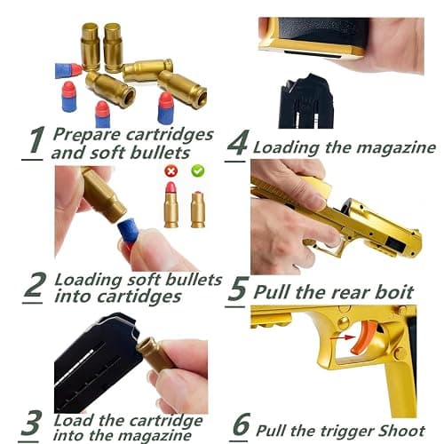 Toy Gun Pistols,Toy Guns with Soft Bullets - Perfect Toy for Kids and Adults of All Ages (Gold) thumbnail 4