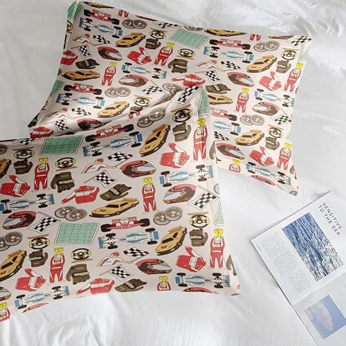 Pamnest Comforter Set Twin Size, Racing Car Competition 5 Pcs Bedding for Kids and Adults, Race Game Cute Wheel Bed Sheet Sets with Fitted Sheet Pillowcase & Sham for Bedroom Bed Decor - Twin - Cartoon Car 1 thumbnail 7