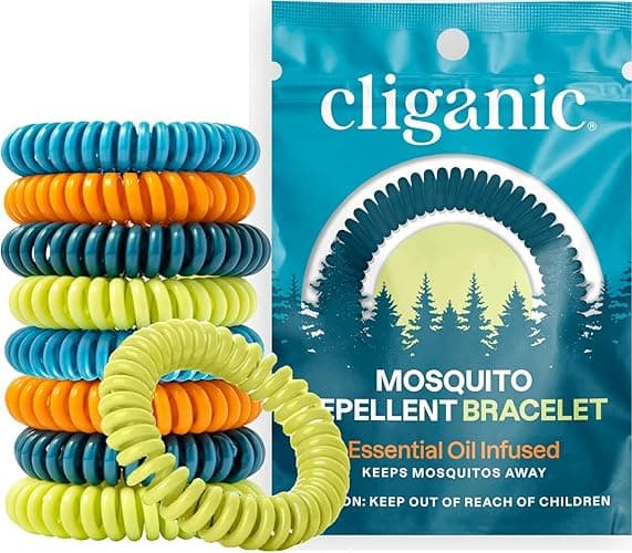 Cliganic 10 Pack Mosquito Repellent Bracelets, DEET-Free Bands, Individually Wrapped (Packaging May Vary) - 10 Count (Pack of 1)