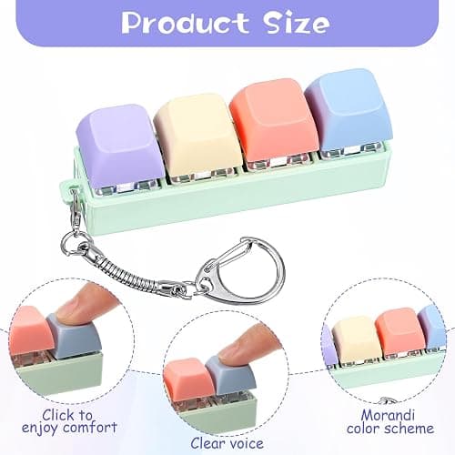 Mabor Fidget Keyboard Clicker, Keyboard Keychain of 4 Colors Decompression Keycap Button Stress Relief Gifts for Adult Women to Relief Stress Pass Time thumbnail 7