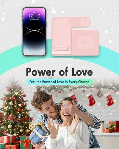 Wireless Charger Stand Charging Station: 3 in 1 Charger Stand Multiple Devices for Apple - iPhone 17 16e 16 15 14 Pro Max 13 12 11 - Watch 10 9 8 7 6 5 4 3 2 SE and Ultra Series-Airpods 4 3 Pro, Pink thumbnail 9