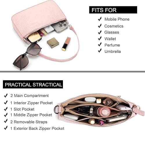 NIUEIMEE ZHOU Small Shoulder bag with 2 Removable Straps Cross Body Clutch Purse Handbag for Women thumbnail 4