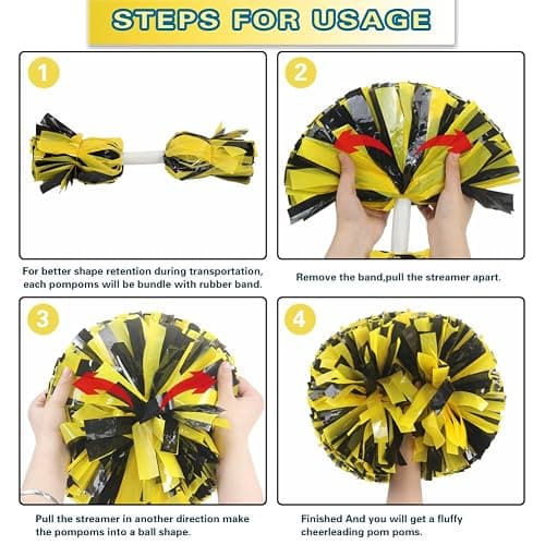 Lovecheer 2PCS Plastic Cheerleading Pom Poms with Baton Handle Cheer Pomoms for Kids Adults Cheering Sports Team Spirit Party thumbnail 5