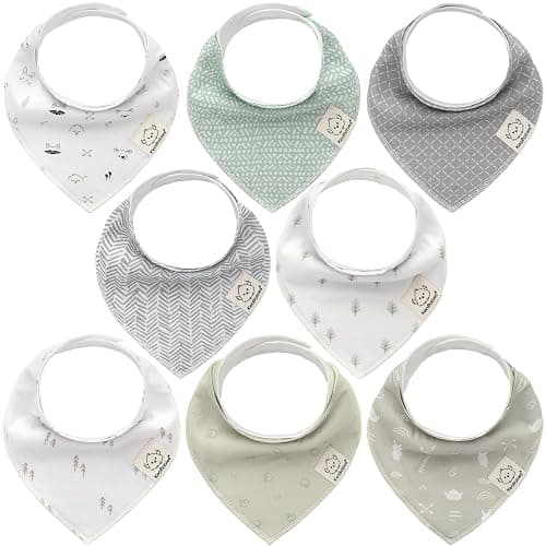 KeaBabies 8-Pack Organic Baby Bandana Bibs for Boys, Girls - Super Absorbent Triangle Baby Bibs for Drooling and Teething Infant, 100% Cotton Extra Soft for Newborn, Infant 0-36 Months (Nordic) - Image 1